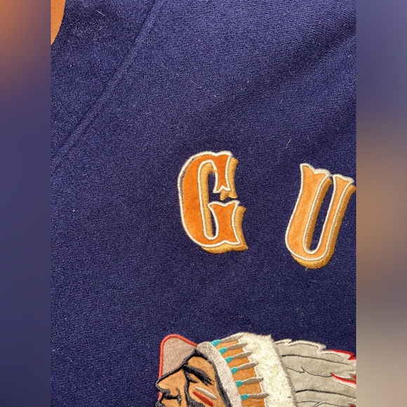 Vintage Guess Large Leather Wool Varsity Indian Aztec Jacket 90s (MAKE A OFFER) - Picture 9 of 11